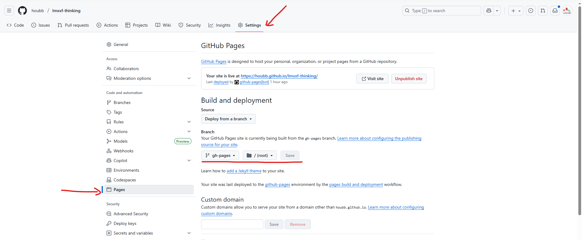 github-pages-setting